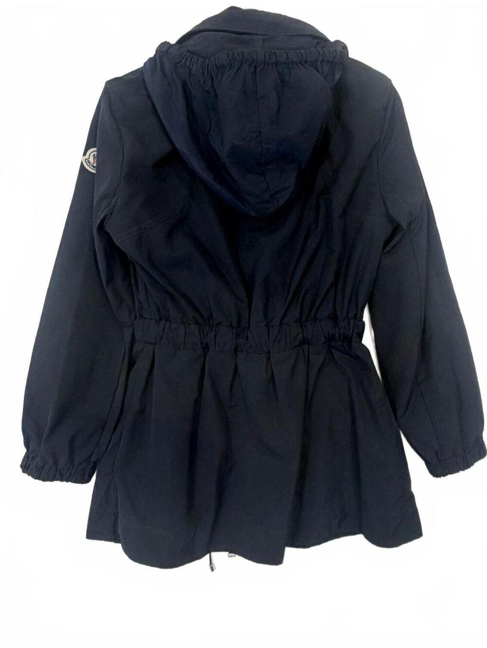 Moncler Ocre Hooded Rain Jacket Navy Blue Drawstring Parka Size 1 / Women's S - Picture 2 of 8